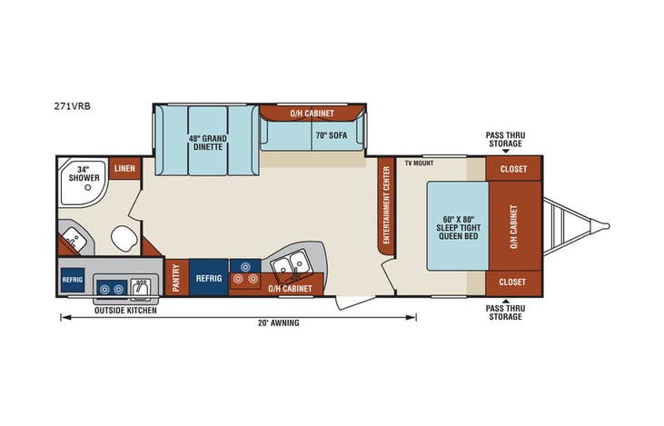 Representative floor plan provided by a trusted RVshare partner.