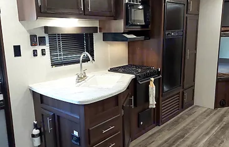 Kitchen area from master bedroom entrance.