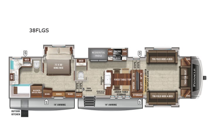 Representative floor plan provided by a trusted RVshare partner.