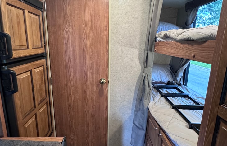 Bunk beds with ladder in travel mode