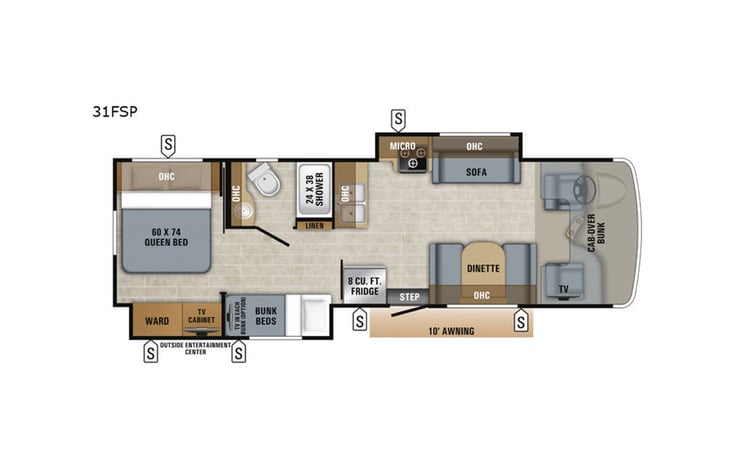 Representative floor plan provided by a trusted RVshare partner.