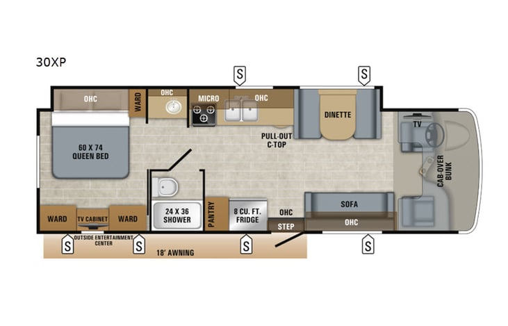 Representative floor plan provided by a trusted RVshare partner.