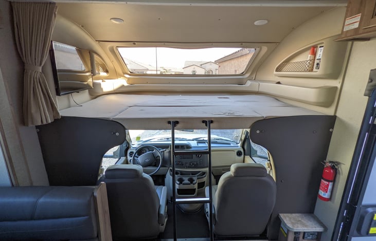 Bunk over cab, window open