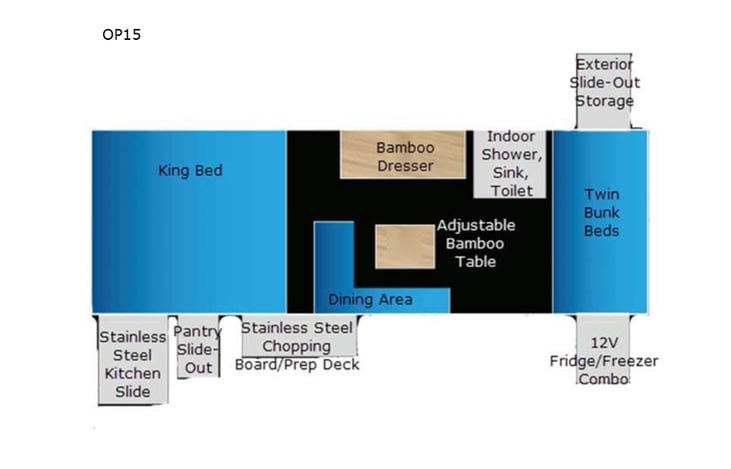 Representative floor plan provided by a trusted RVshare partner.