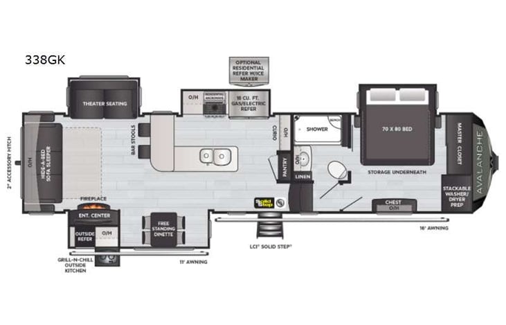 Representative floor plan provided by a trusted RVshare partner.