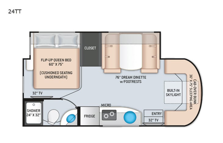 Representative floor plan provided by a trusted RVshare partner.