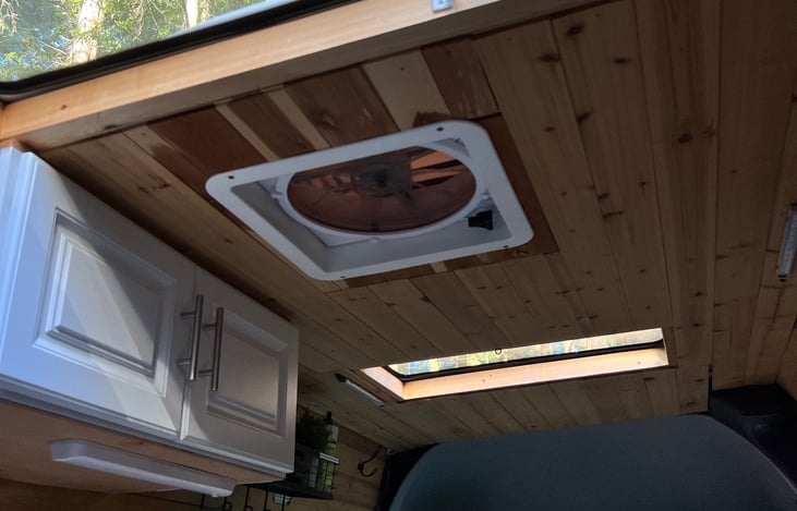 Three skylights give the van lots of natural light. Enjoy the stars at night too.