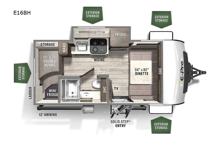 Representative floor plan provided by a trusted RVshare partner.