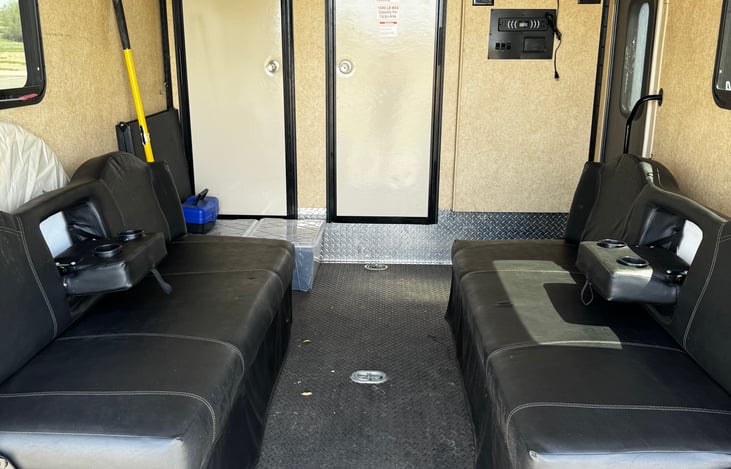 Toy Hauler space. Couches fold out to a bed