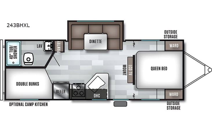 Representative floor plan provided by a trusted RVshare partner.