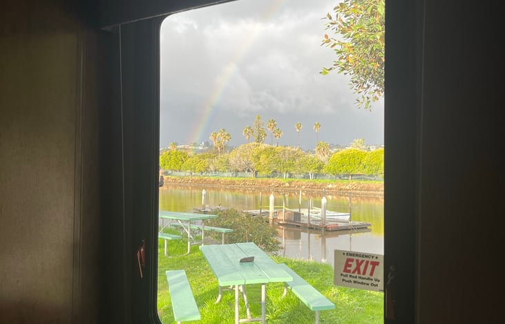 Big picture window in the bedroom area.