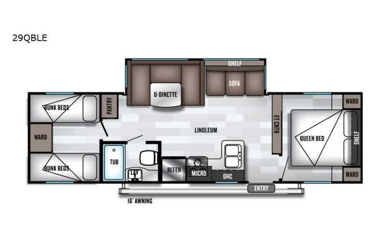 Representative floor plan provided by a trusted RVshare partner.