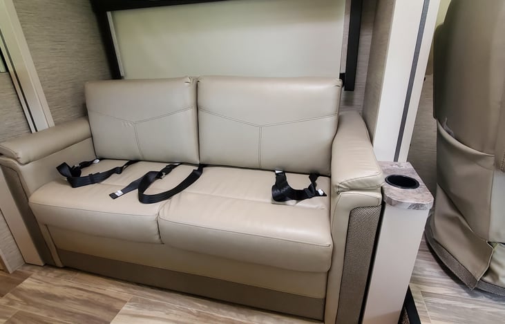 couch with 3 seat belts