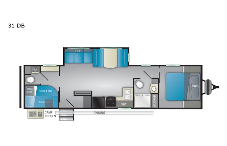 Representative floor plan provided by a trusted RVshare partner.