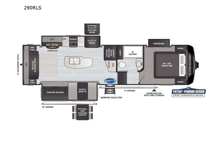 Representative floor plan provided by a trusted RVshare partner.