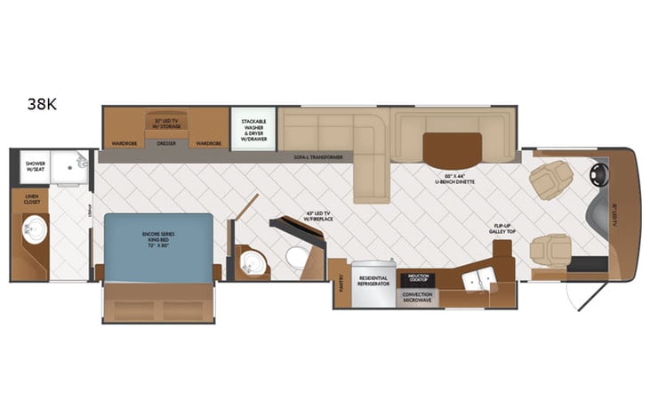 Representative floor plan provided by a trusted RVshare partner.