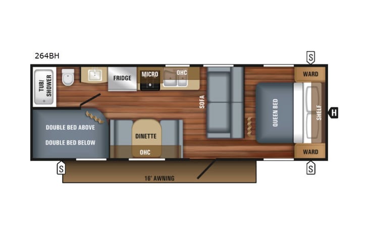 Representative floor plan provided by a trusted RVshare partner.