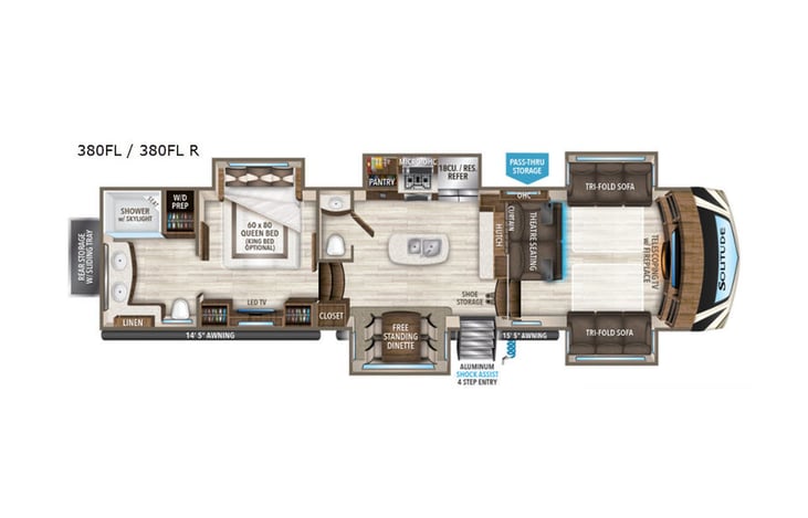 Representative floor plan provided by a trusted RVshare partner.