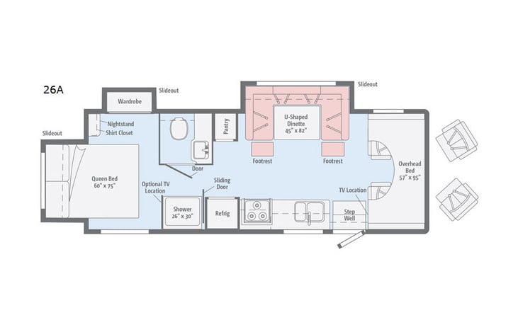 Representative floor plan provided by a trusted RVshare partner.