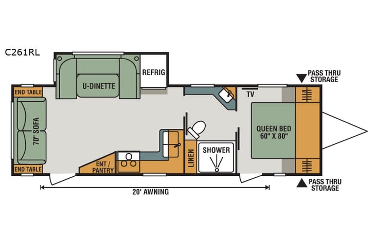 Representative floor plan provided by a trusted RVshare partner.