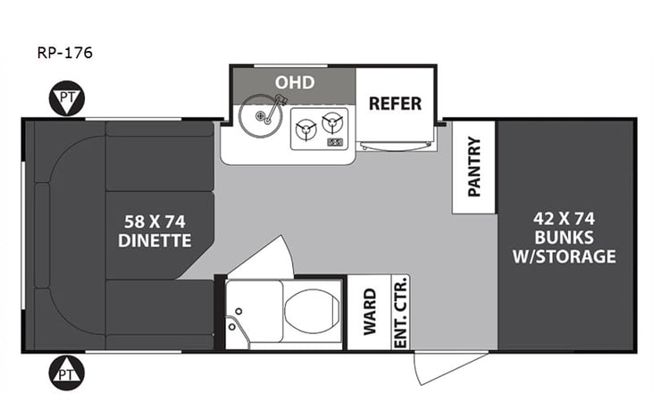 Representative floor plan provided by a trusted RVshare partner.