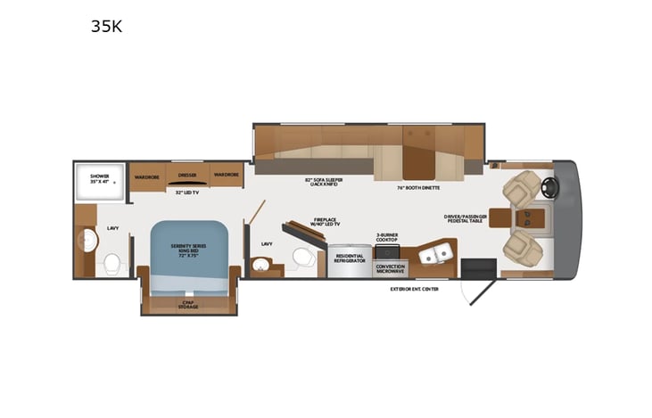 Representative floor plan provided by a trusted RVshare partner.