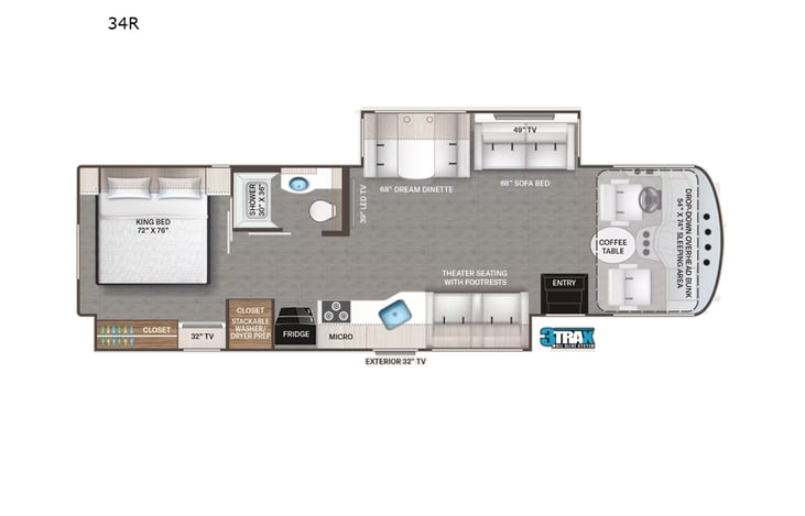 Representative floor plan provided by a trusted RVshare partner.
