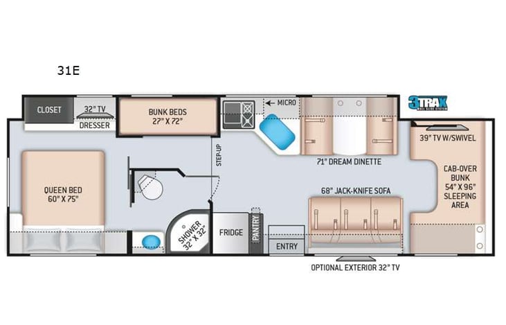 Representative floor plan provided by a trusted RVshare partner.