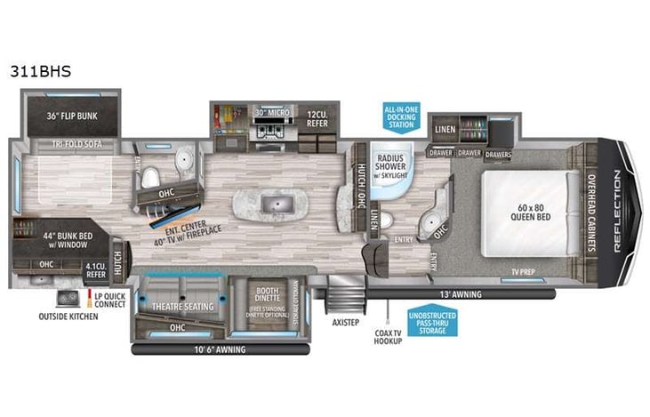 Representative floor plan provided by a trusted RVshare partner.