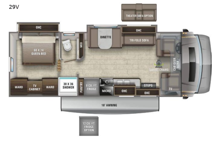 Representative floor plan provided by a trusted RVshare partner.