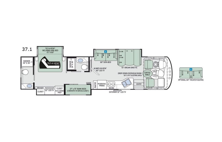 Representative floor plan provided by a trusted RVshare partner.