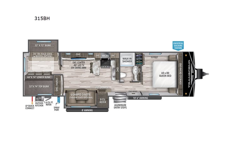 Representative floor plan provided by a trusted RVshare partner.