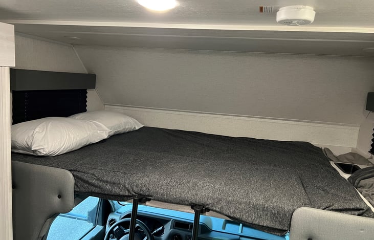 Queen bed loft w USB ports and fan