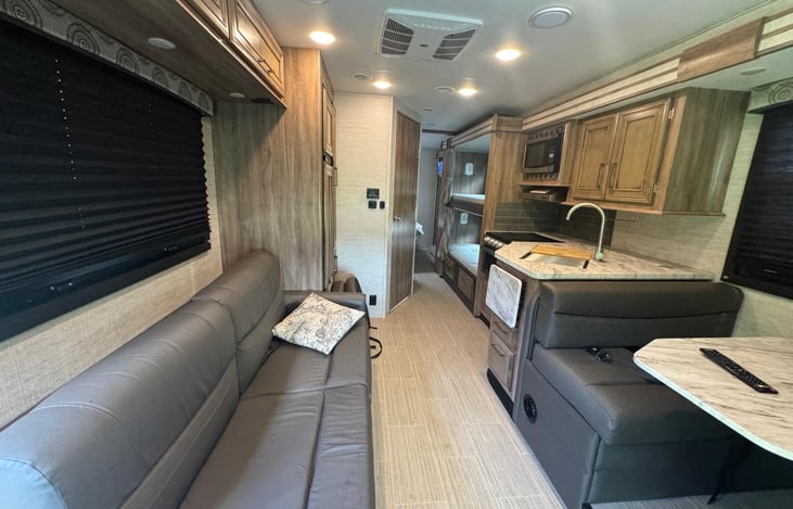 Jackknife sofa with two seat belts!