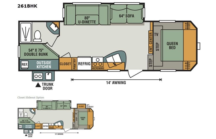 Representative floor plan provided by a trusted RVshare partner.