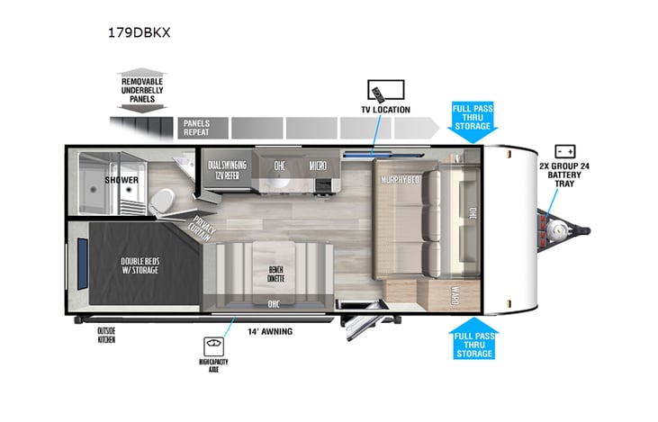 Representative floor plan provided by a trusted RVshare partner.