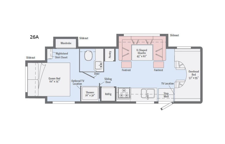Representative floor plan provided by a trusted RVshare partner.