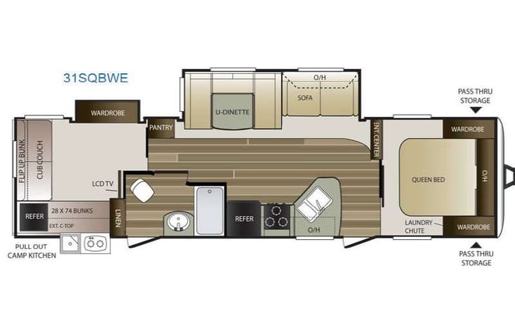 Representative floor plan provided by a trusted RVshare partner.