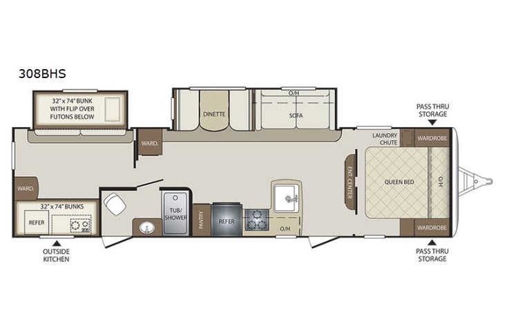 Representative floor plan provided by a trusted RVshare partner.