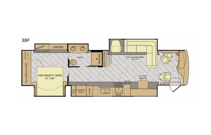 Representative floor plan provided by a trusted RVshare partner.
