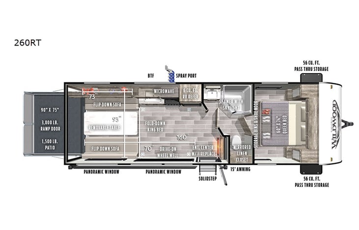 Representative floor plan provided by a trusted RVshare partner.