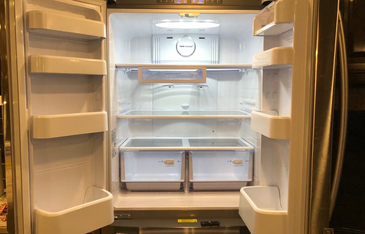 Full size Samsung residential refrigerator with locks