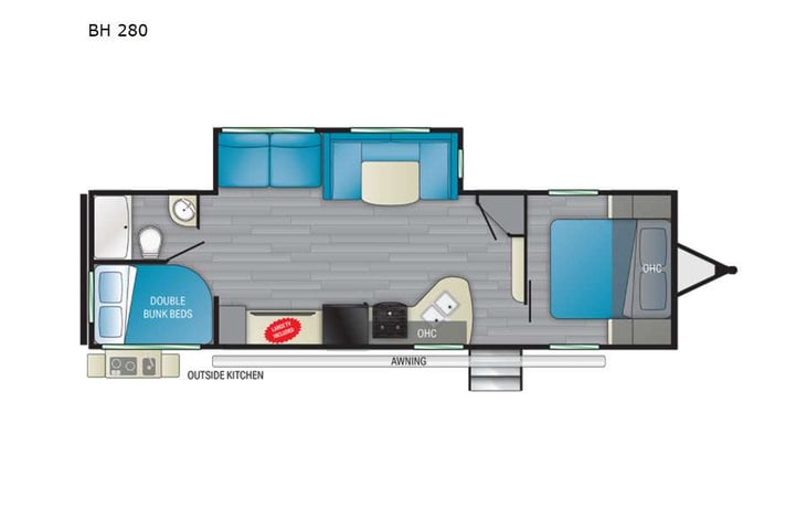 Representative floor plan provided by a trusted RVshare partner.