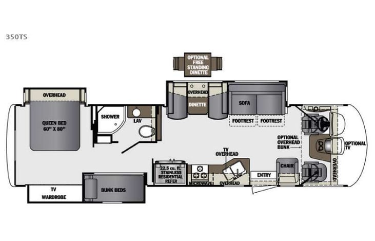 Representative floor plan provided by a trusted RVshare partner.