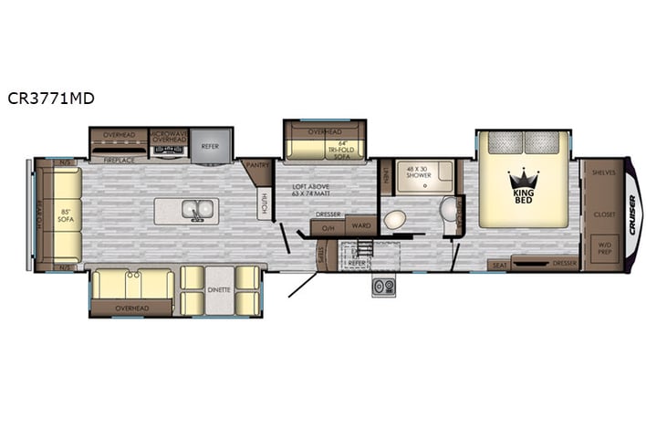 Representative floor plan provided by a trusted RVshare partner.