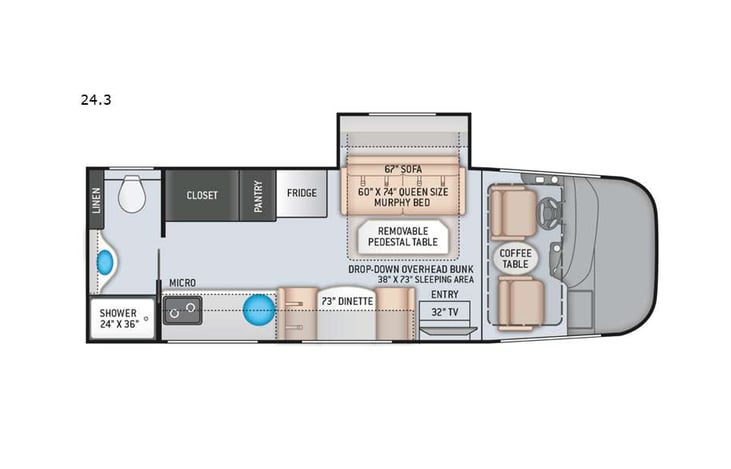 Representative floor plan provided by a trusted RVshare partner.