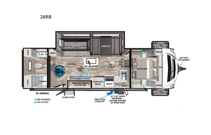Representative floor plan provided by a trusted RVshare partner.