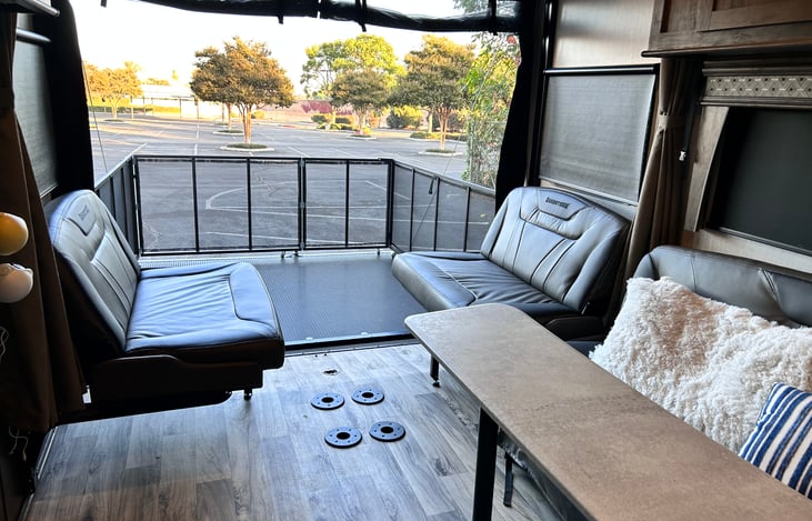 Couches in common area during the day.