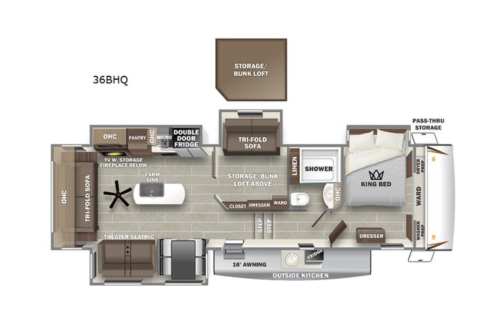 Representative floor plan provided by a trusted RVshare partner.