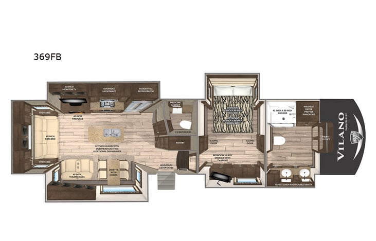 Representative floor plan provided by a trusted RVshare partner.